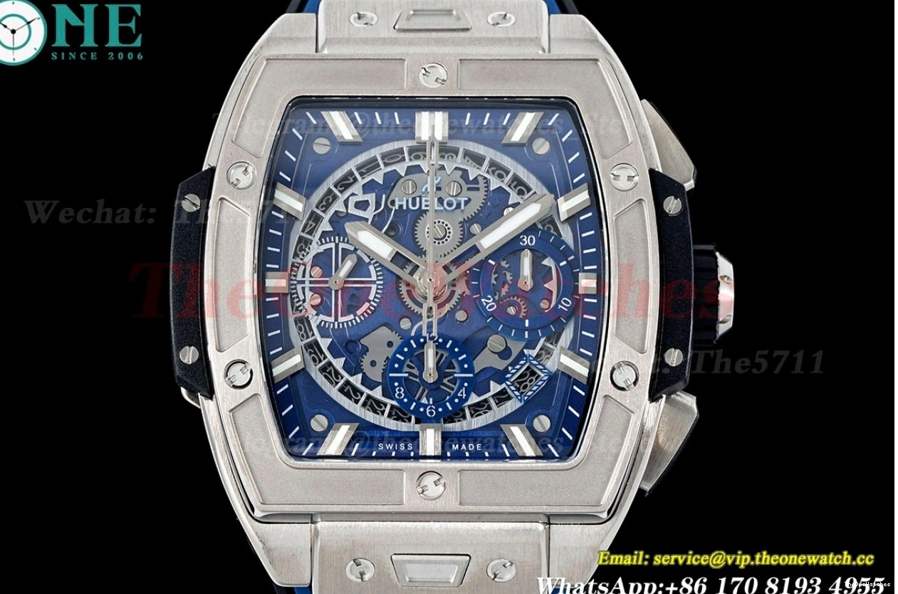 A7750 Big Chrono BBF Spirit Skeleton TI of 42mm Dial Bang Mod RU Blue 0117